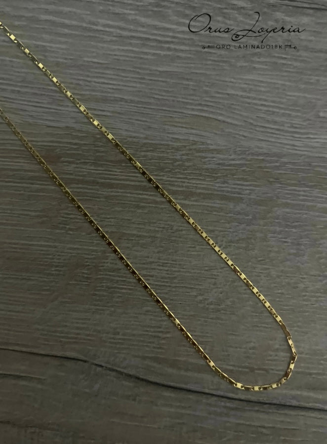 Cadena Tejido Escalera de Oro 18k laminado de 45cm